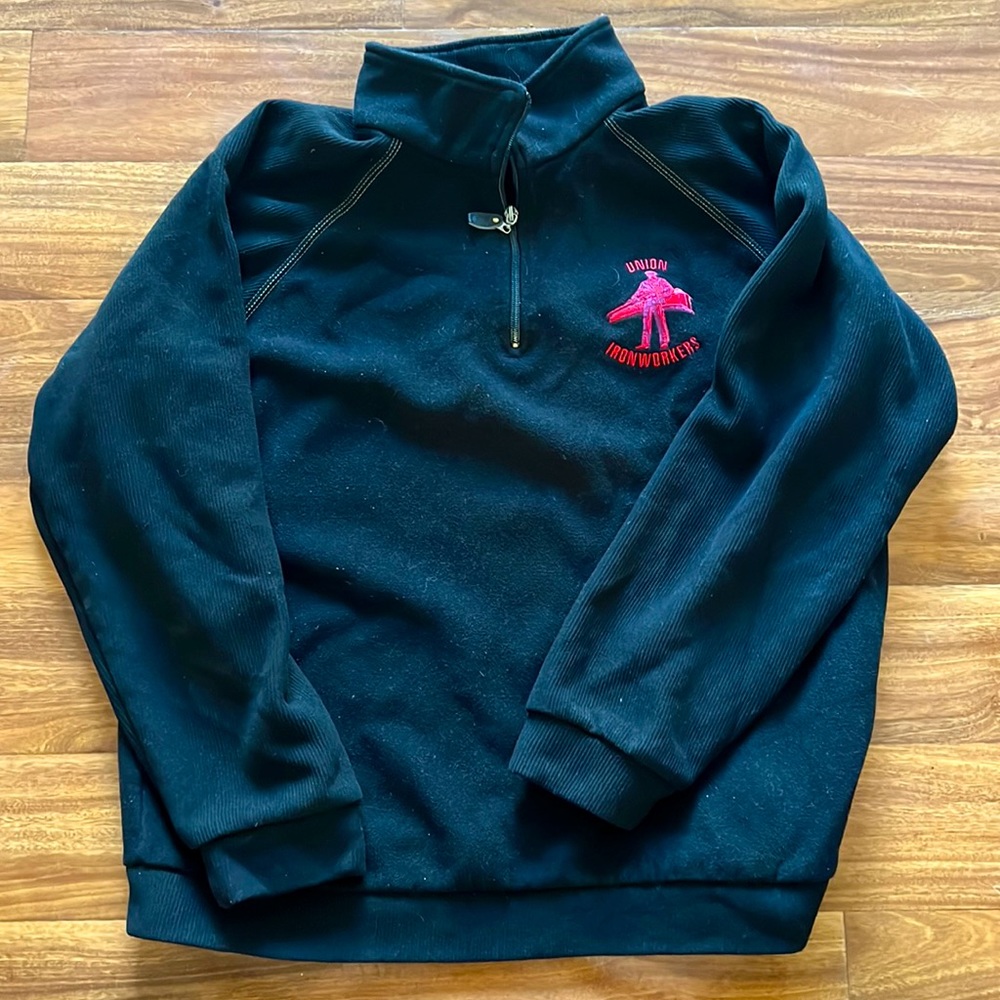 Black half zip Union Ironworker sweater